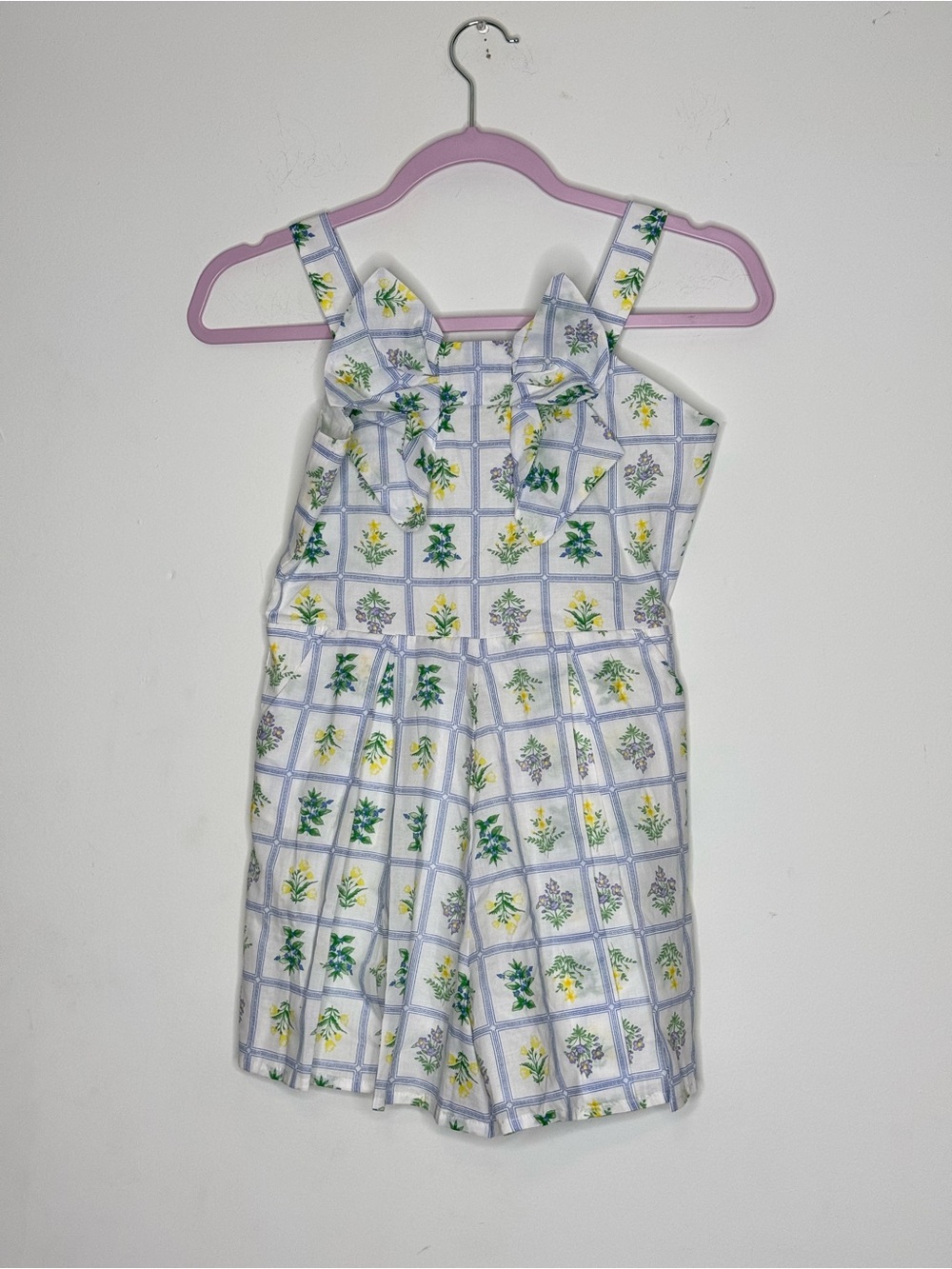 Janie and Jack Girls Floral Bow Romper Cottagecore Size 12 NWT